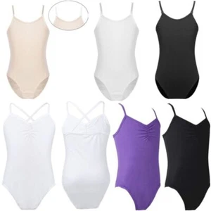 US Girls Basic One-Piece Dance Bodysuit Camisole Gymnastic Leotard Ballet AU - Picture 1 of 48