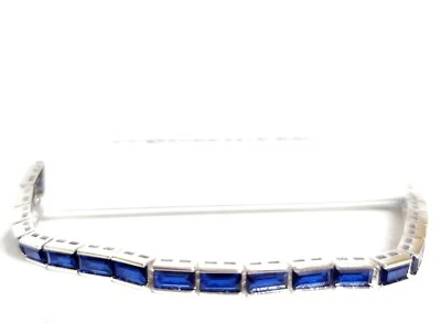 Madewell Tennis Collection Bracelet Blue Polished Silver Plated Brass NN348 NWT - Image 1 of 4