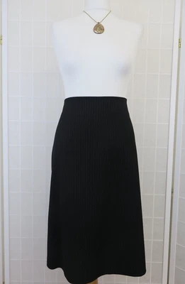 H&M Straight Skirt Black Pinstripe Size 18 Knee Length Back Slit Lined - Image 1 of 4