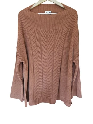 Barbour Stitch Guernsey Cape Brown Side Slit Tight Knit Womens Large - Image 1 of 4