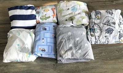 Целевой лот из 7 простыней на резинке для кроватки Cloud Island и Circo Trains животные птицы - Изображение 1 из 4