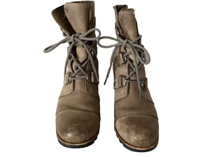 Stivali SOREL Lt. in pelle marrone metà polpaccio tacco nascosto stringati taglia 8 - Foto 1 di 8