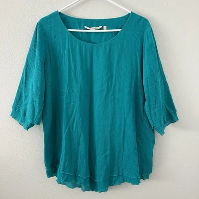 Top túnica Soft Surroundings Siesta Key verde azulado talla M gasa capas Lagenlook playa Foto 1 de 4