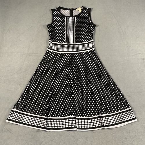 Abito donna Michael Kors Petite’s senza maniche bianco e nero a pois taglia P