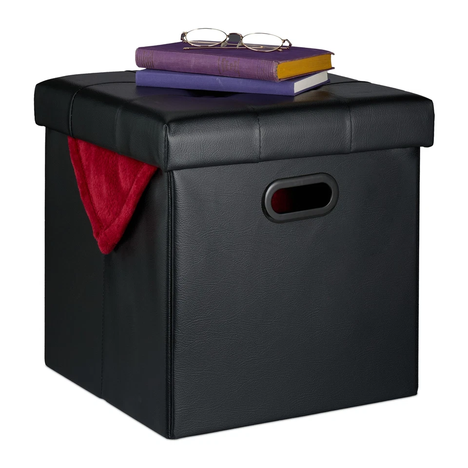 Hocker Sitzhocker Kunstlederhocker Sitzwürfel mit Stauraum Fußhocker gepolstert - Bild 1 von 1