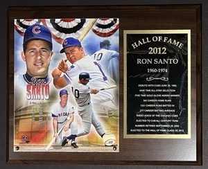 Placa de madera Ron Santo Chicago Cubs "Salón de la Fama 2012" con foto de 8x10 nueva en caja - Imagen 1 de 2