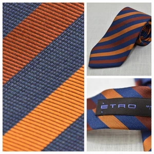 Etro Necktie Diagonal Striped Silk/Wool Designer Preppy Fall Tie Dress Suit EUC - Picture 1 of 20