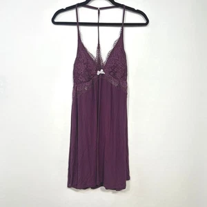 Victoria's Secret Plum Lace Bodice Chemise Sleep Dress Large Romantic Coquette - Picture 1 of 5