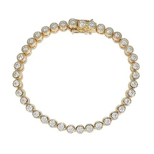 Tennisarmband 6 kt Rundschliff simuliert Diamant Lünette besetzt in 14 K Gelbgold - Bild 1 von 6