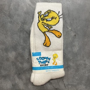 Looney Tunes Sport Aerobica con Calze Tweety 9-11 Bianco Vintage anni 90 Made in USA - Foto 1 di 8