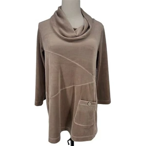 NWT Ali Miles Women's Cowl-Neck Tunic Shirt Brown Long Sleeve Size S - Picture 1 of 12