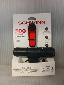 Schwinn Set di Luci Ricaricabili USB, 500 Lumen, Nero, Nuovo - Foto 1 di 2