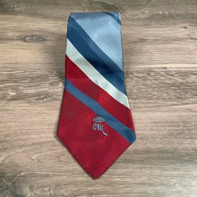 Gravata de seda listrada Countess Mara Gano Guild azul borgonha cinza clássica masculina - Imagem 1 de 4