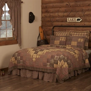Rustic Queen Quilt Brown Patchwork Prescott Cotton Bedroom Decor VHC Brands - Picture 1 of 5