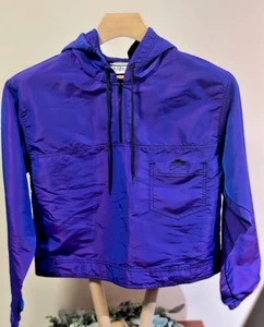 Vintage ZZAPP Neon Purple Cropped Windbreaker Rain Jacket Size L 80s 90s Style - Picture 1 of 5