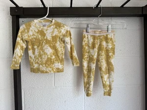 EUC Vaenait Baby Gold Yellow Tie-dye Pajamas Boy Girl SZ 80 US 18-24 Mo COTTON - Picture 1 of 10