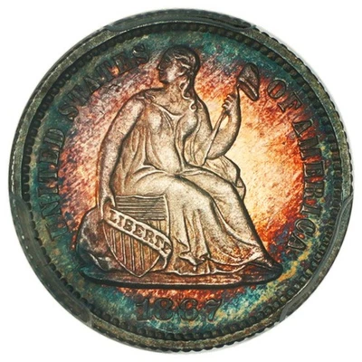 1867 PR64 PCGS 8,000 Minted + 625 Proof 🔴 $3,055 APR! #1 Key Seated Half Dime - Image 1 of 4