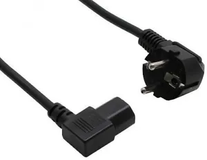 Kaltgeräte-Kabel 1,8m links gewinkelt - Schuko CEE 7/7 Stecker an C13-Buchse - Bild 1 von 1