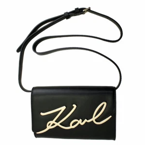 BRANDNEU KARL LAGERFELD K/SIGNATURE SCHWARZ LEDER SCHULTERTASCHE 201W3102 - Bild 1 von 5