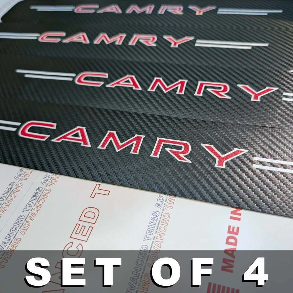 4Pcs RED Car Threshold Strip Door Plate Sill Scuff Cover Stickers for CAMRY - Image 1 of 4
