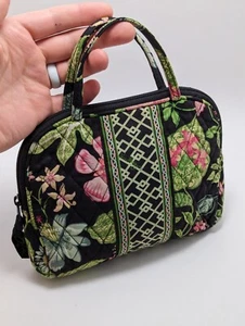Vera Bradley Botanica Handtasche mit schwarzem Blumenmuster und Kosmetik mit Reißverschluss - Bild 1 von 7