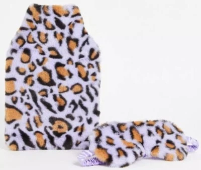 Botella de agua caliente y máscara para ojos con estampado de leopardo peludo conjunto de regalo de Navidad cumpleaños Foto 1 de 4