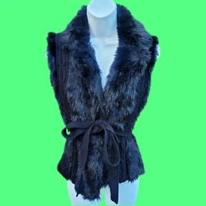 XOXO Black Faux Fur Sweater Vest 2000s Y2K Large - Picture 1 of 4