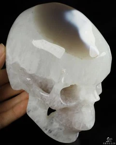 Calavera de cristal tallada geoda de ágata de 5,0", súper realista, cristal curativo - Imagen 1 de 9