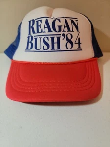 Sombrero de camionero ajustable de malla Bush Reagan 84 de colección - Imagen 1 de 4