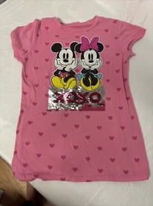 Disney Mickey & Minnie Girl’s Reverse Sequin Tee Shirt Top Size 14/16 - Picture 1 of 8