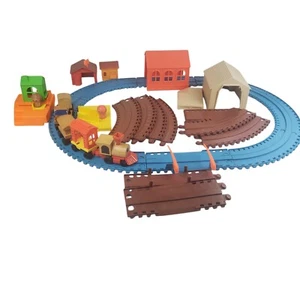 Putt-Putt Wind up Train and Railroad 1972 Mattel Inc. 34 Pc Wooden Train & Cars - Picture 1 of 22