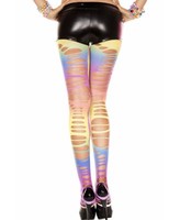 New Music Legs 35123 Ripped Blue Zebra Leggings