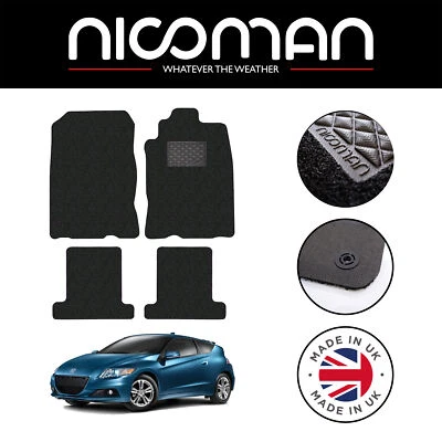 Juego de alfombrillas de goma negras totalmente a medida con clips Honda CR-Z 2011-2016 Foto 1 de 4