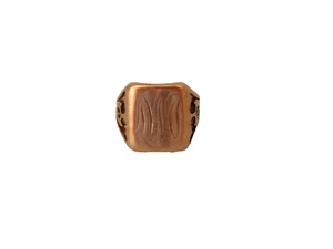 Antique Art Nouveau 10K Rose Gold Signet Lady Ring Size 3.25 w/1 Diamond - Picture 1 of 4