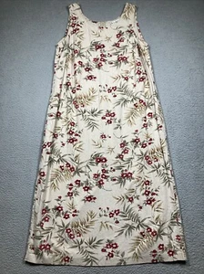 Dress Barn Dress Womens Plus 18W Beige Red Floral Sleeveless Linen Blend Coastal - Picture 1 of 16