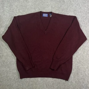Pendelton Sweater Mens XL Burgundy V Neck Lambswool Grandpacore Dad Minimalist - Picture 1 of 6
