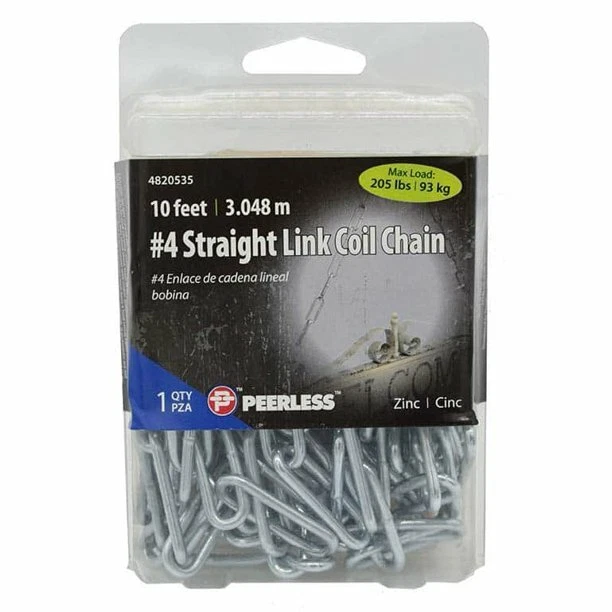 Peerless #4 Welded Chain Straight Coil Zinc Chain 4820535 ( 4 BOXES PER CASE)  - Image 1 of 1