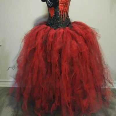 Disfraz Día de Muertos Rojo Negro Disfraz Halloween para Mujer "Oferta" Foto 1 de 2