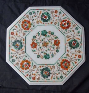 Tavolino da caffè lato/fine marmo 18" intarsiato pietra arte decorazione intarsio - Foto 1 di 3