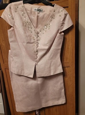 2 piece vintage blush pink shimmery outfit Barrie Pace size 10 - Imagem 1 de 4