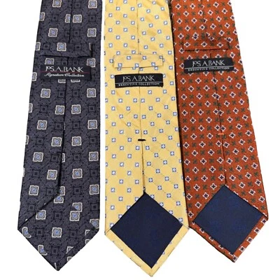 3 JoS A Bank Executive & Signature Collection Tie Gray Yellow Rust Foulard Geo - Imagem 1 de 4