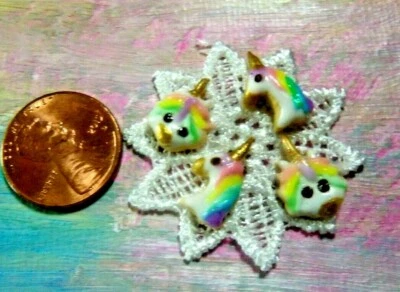 Accesorios para casa de muñecas Barbie Kelly *Lote de 4 galletas mini unicornio únicas en su clase* ¡SOLO foto 1! Foto 1 de 4