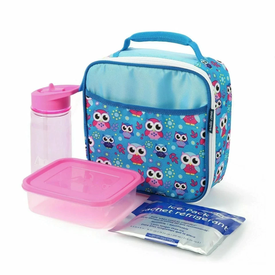 Kit de almuerzo aislado Arctic Zone Blue Owls contenedor de alimentos vaso bolsa de hielo regalo Foto 1 de 4