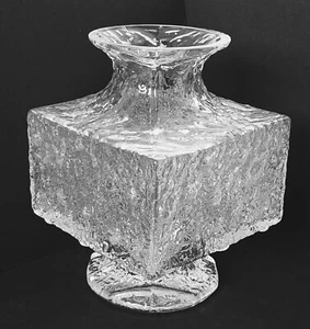 iittala Vetro Finlandia Timo Sarpaneva Crasso Vaso 9"H Vintage 1960 Classe Crackle - Foto 1 di 12