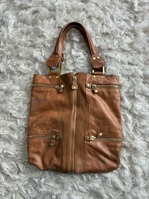 Bolso de Mano Jimmy Choo Mona en Cuero Marrón Camel y Gamuza Foto 1 de 4