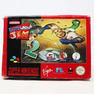 VINTAGE 1994 SUPER NINTENDO ENTERTAINMENT SYSTEM SNES EARTHWORM JIM 2 GAME BOXED - Picture 1 of 10