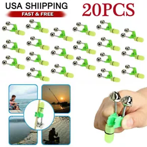 20 PCS LED Night Fishing Bite Bait Alarm 2 Bells Light Rod Tip Clip Alert Ring - Picture 1 of 7