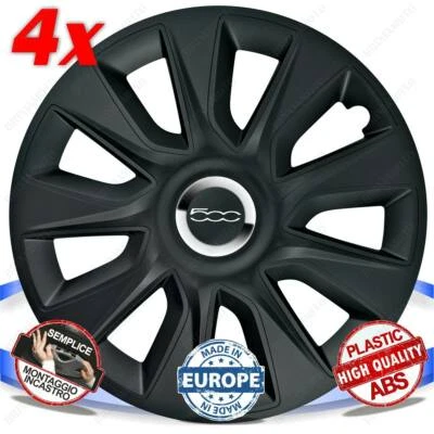 Set 4 Radbolzen Radabdeckungen Kappen 14 Stratos Black Für Fiat 500L Foto 1 de 3