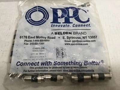 PPC EX6 Plus Compression Connectors RG-6 Coaxial Cable Standard Size 18mm Qty 50 - Image 1 of 2