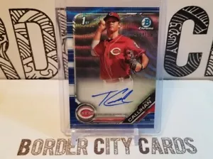 Tyler Callihan 2019 Bowman Draft Chrome 🔥 Auto Blue Wave #d /150 🔥 Reds 1st - Picture 1 of 2